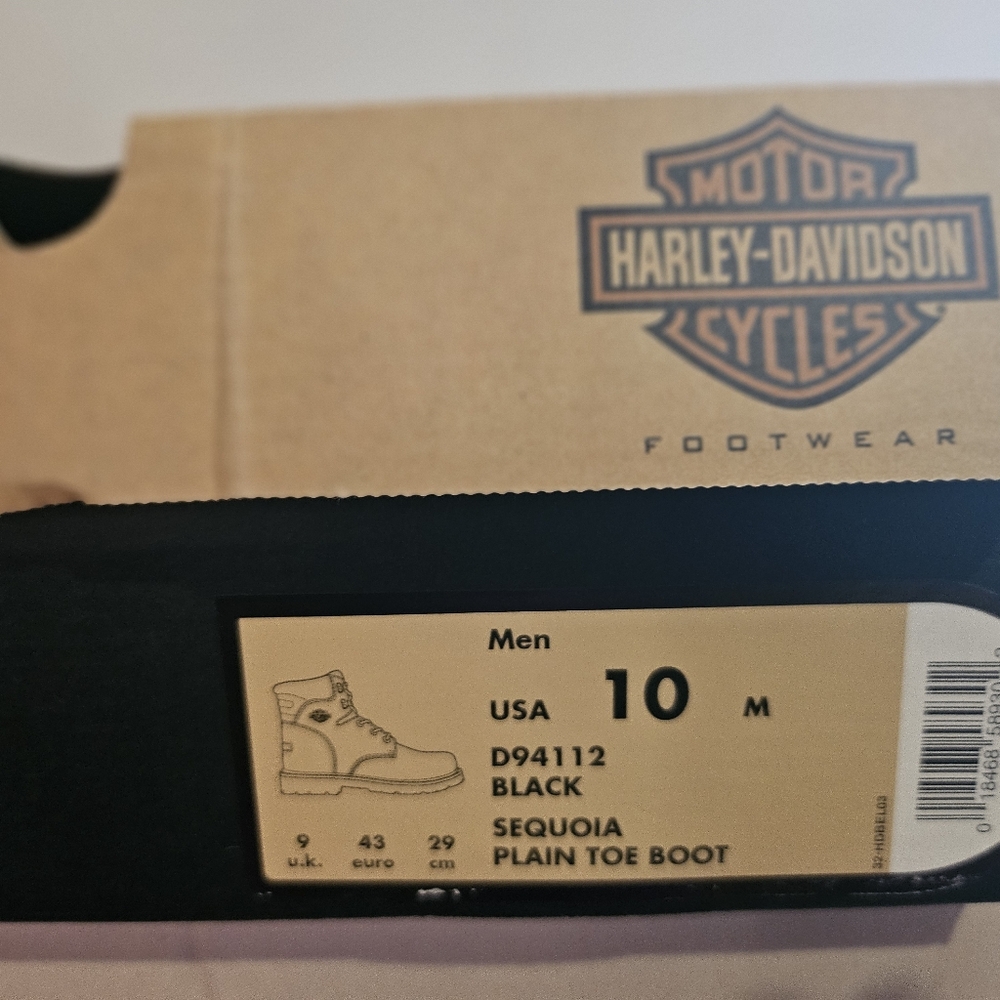Harley-Davidson Mens Black Boots Size 10 - Picture 2 of 3